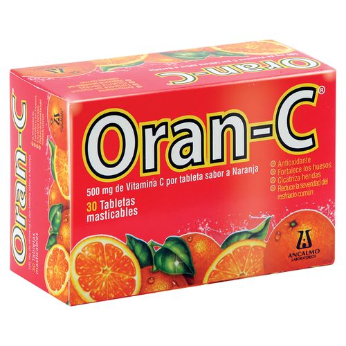 Vitamina C Oran C masticable sabor naranja caja 30 tabletas - Precio indicado por caja
