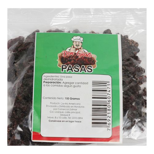 Pasas Don Gusto Empaque Plástico - 150 g