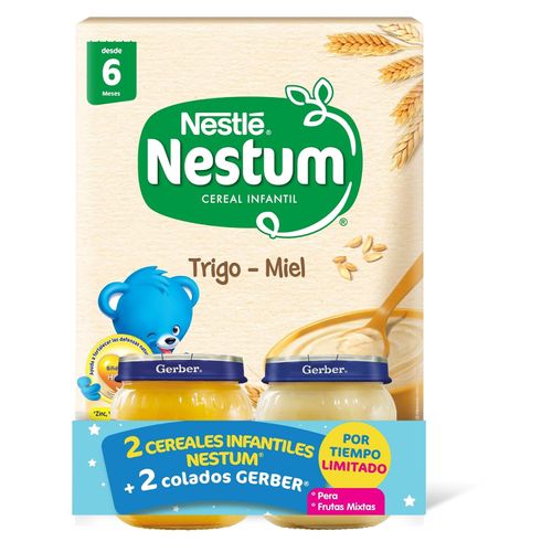 Pack Especial 2 Cereales Infantiles NESTUM Trigo - Miel más 2 Colados GERBER