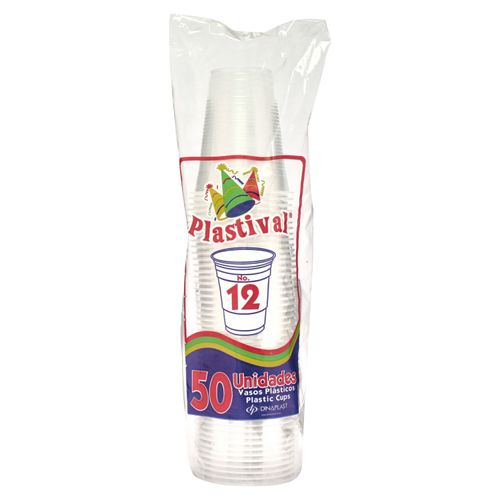Vaso Plastival Desechables 12 Oz - 50 Unidades