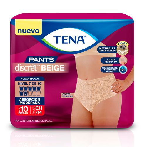 Pañal para adulto Tena pants discret beige talla CH/M - 10 Uds