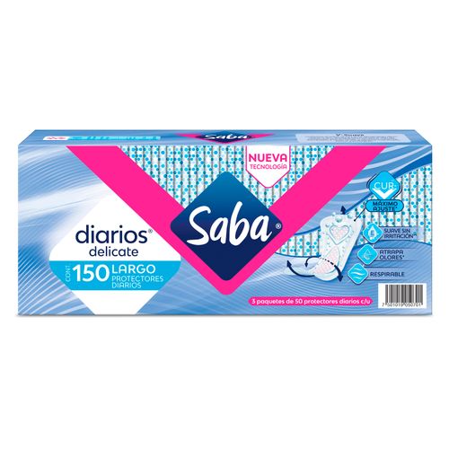 Protectores Diarios Largos Saba Delicate - 150Uds