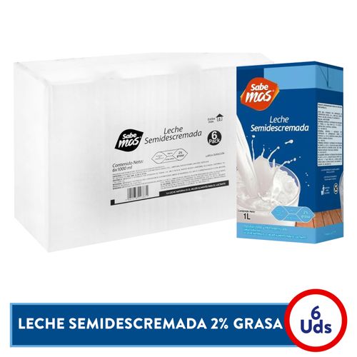 Leche Semidescremada Sabemas Uht 6Pk 1000ml