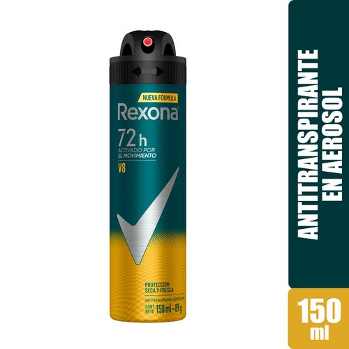 Desodorante Rexona Caballero V8 Proteccion Seca y Fresca en Aerosol - 150 ml