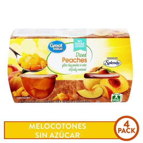 4 Pack Melocotones Great Value Sin Azucar - 431gr