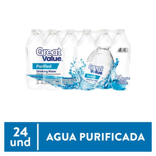24 Pack Agua Great Value Purificada - 500ml