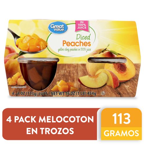 4 Pack Melocoton Great Value En Trozos -  454gr