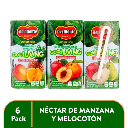 6 Pack Jugo  Del Monte Nectar Goodliving - 160ml