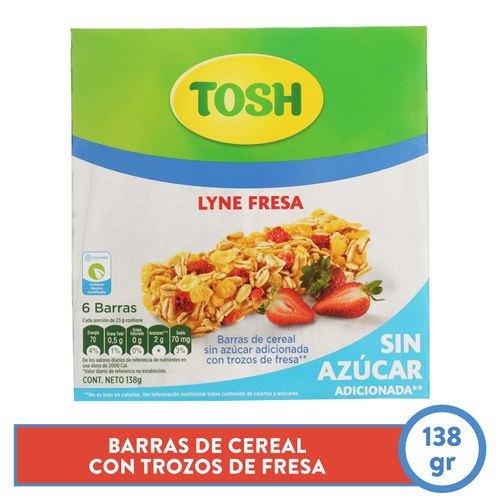 Barra De Cereal Tosh Lyne Sabor Fresa 6 Uds - 138 g