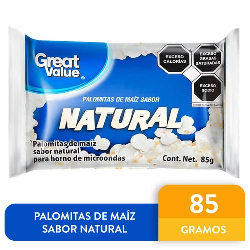 Palomitas Great Value De Maiz Sabor Natural Microonda- 85gr