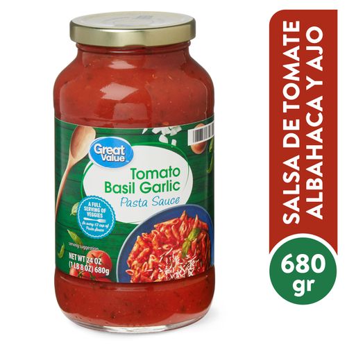 Salsa Great Value De Tomate Albahaca Y Ajo - 680 g