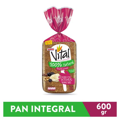 Pan Bimbo Integral  Vital Fruticereal - 600gr