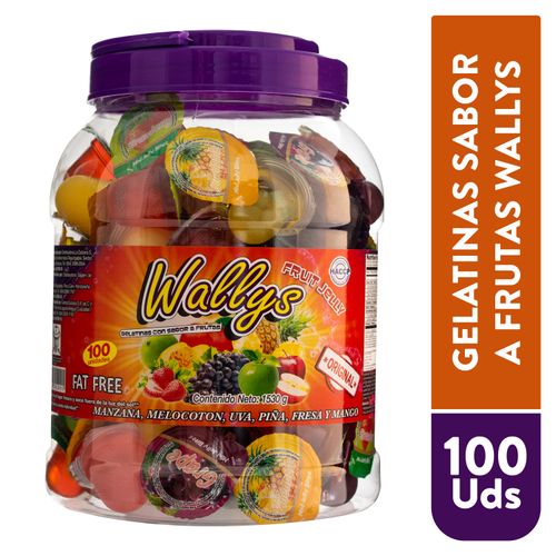Gelatina Wally Frutas Bote 100 Uds - 1530 g