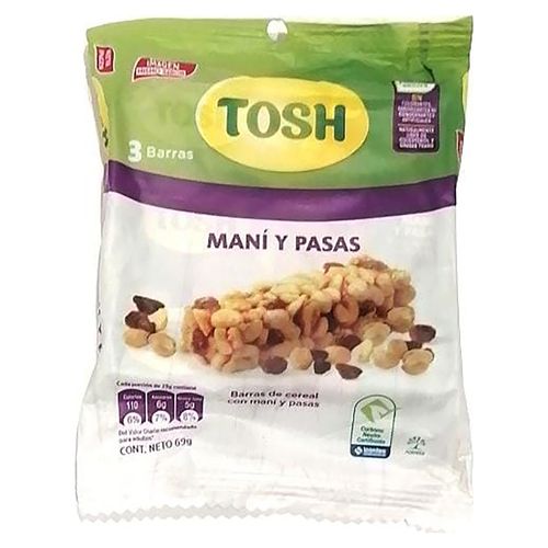 Barra de Maní Tosh con Pasas 3 Pack - 69 g
