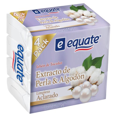 4 Pack Jabón Equate Extracto Perla Y Algodon