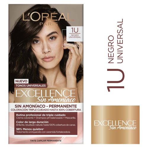 Tinte para el cabello Permanente L'Oréal Paris Excellence Nudes Sin Amoníaco Tono 1U