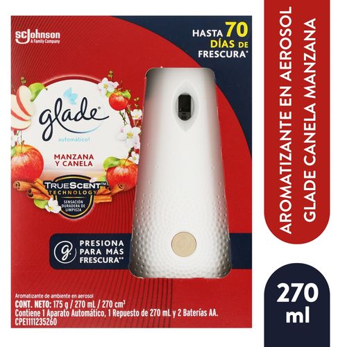 Aromatizante Glade Automático en Aerosol Manzana y Canela Aparato y Repuesto 175 g