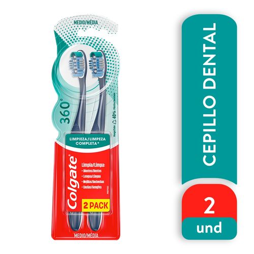 Cepillo Dental Colgate 360 Limpieza Completa  2Pack