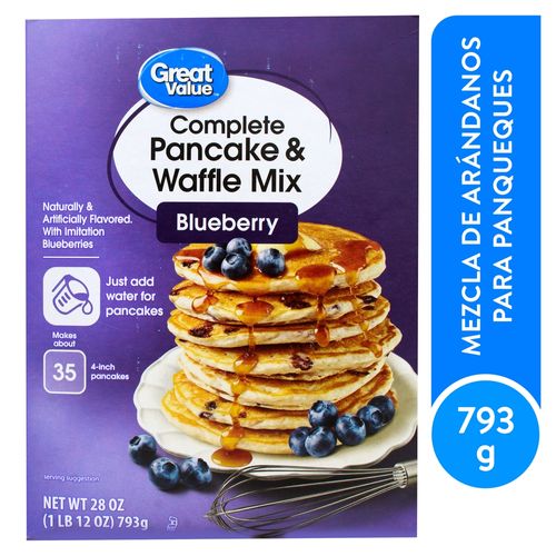 Mezcla Great Value Panqueque Waffle Arándano - 793gr