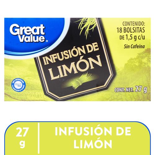 Té zacate de limón Great Value 18 bolsitas - 27 g