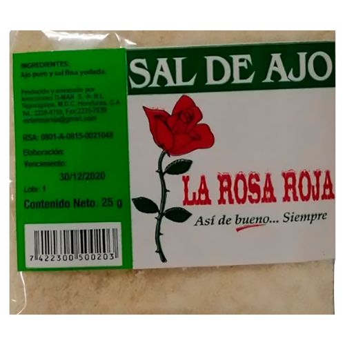 Especia La Rosa Roja Sal Ajo - 25 g