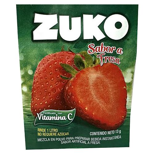 Bebida En Polvo Zuko Sabor Fresa - 13 g