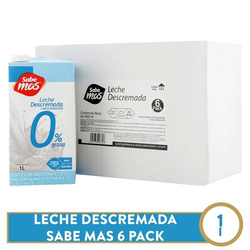 Leche Sabe Mas Descremada Larga Duración 6 pack - 1Lt