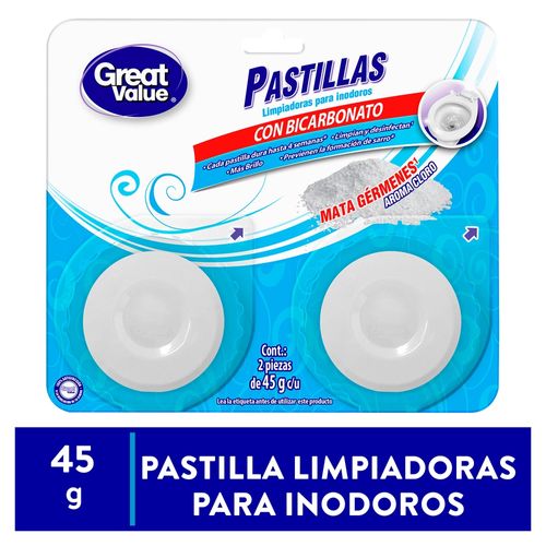 Pastilla Inodoro Great Value, bicarbonato 2 Uds - 45 g