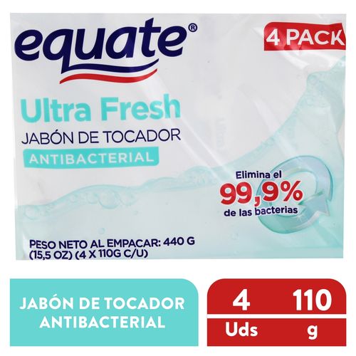 4 Pack Jabón Equate Tocador Ultra Fresh- 110gr