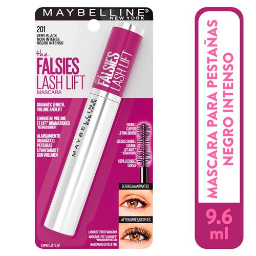 Máscara Para Pestañas Lavable Maybelline New York The Falsies Lash Lift 200 Negro Extra Intenso 9.6 ml