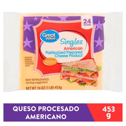 Queso Proces Americano Great Value 454Gr