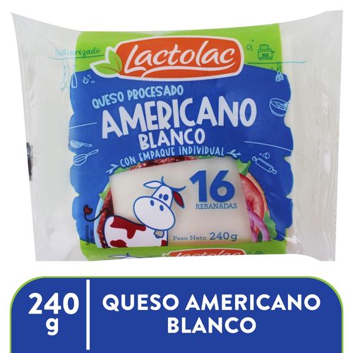 Queso Americano Lactolac blanco procesado 16 rebanadas - 240 g