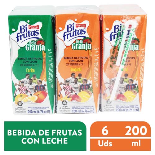 Mix Bifrutas De la granja  Con Leche 6pack - 1200ml