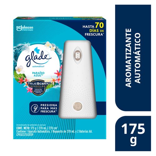 Aromatizante Glade Automático en Aerosol Aparato Paraíso Azul 175 g