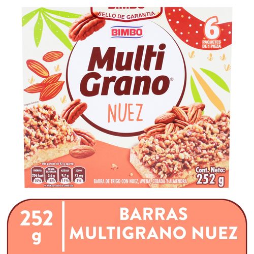 Barra Bimbo Multigrano De Nuez 6 Unidades - 204 g