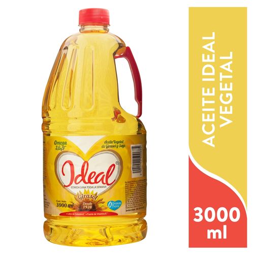 Aceite Vegetal De Girasol y Soya Ideal - 3000ml