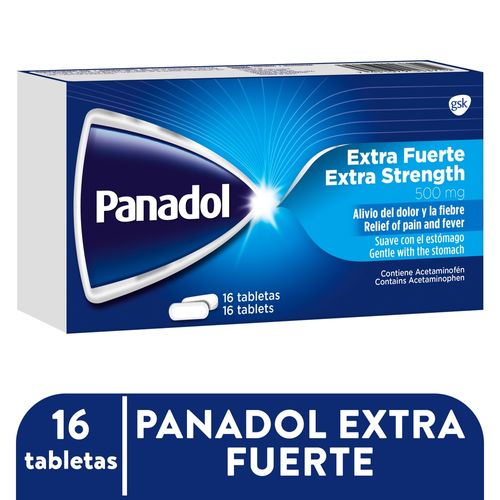 Panadol extra fuerte caja 16 tabletas - Precio indicado por caja