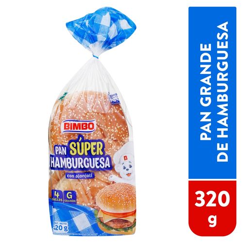 Pan Bimbo Para Super Hamburguesa 4 Pzass - 350 g
