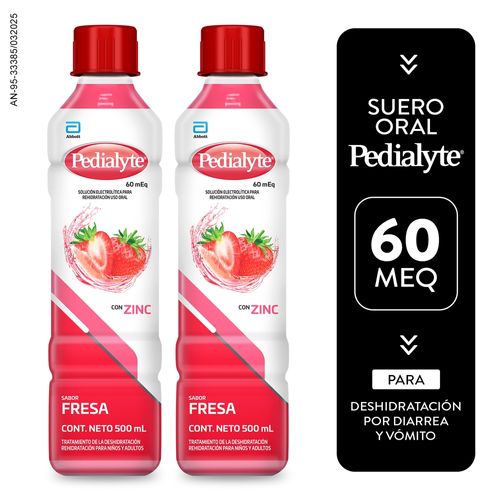 Suero de Rehidratación Pedialyte Líquido Fresa 60 mEq 2 Pack-500 ml