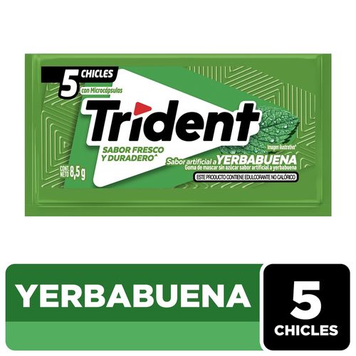Goma Mascar Trident Slab 5S Sabor Yerbabuena - 8.5g