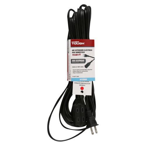 Extension Eléctrica Hyper Tough de Uso Domestico Color Negra Largo 6mt