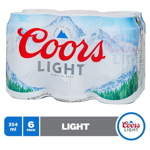 6 Pack Cerveza Coors Light Lata-  354 ml