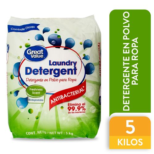 Detergente en polvo Great Value antibacterial -5000g