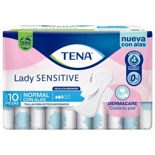 Toallas Tena Lady sensituve con alas - 10 Uds