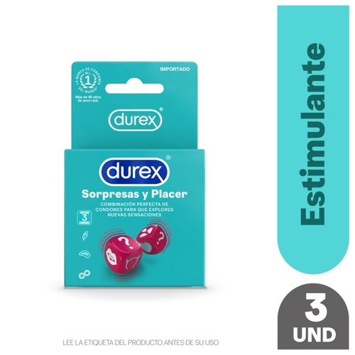 Preservativo Durex sorpresas placer caja 3 Uds - Precio indicado por caja