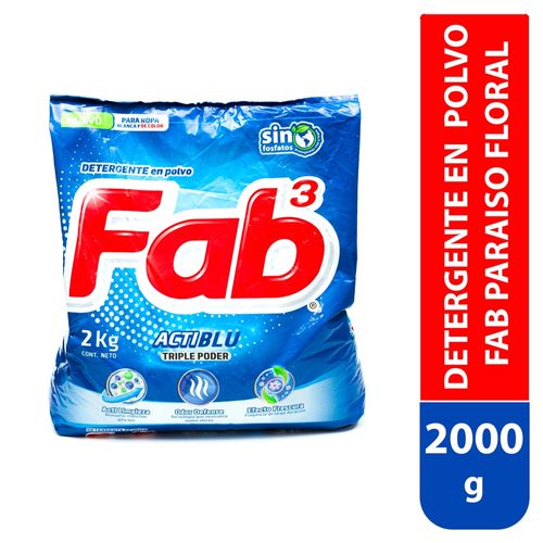 Detergente En Polvo Fab Actiblu Azul - 2000 g