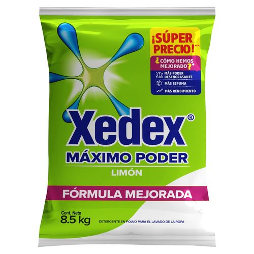 Detergente en polvo Xedex Máximo Poder Limón - 8.5 kg
