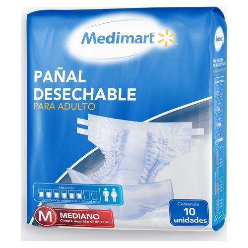 Pañales para Adulto Medimart Talla M, Paquete de 10 Ud
