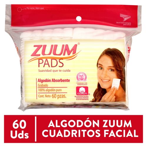 Pads Cuadrado Algodîn Zuum Faciales 60 U