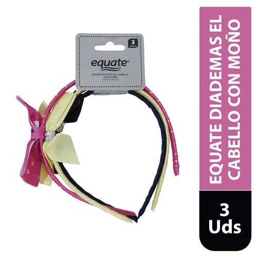 DIADEMAS EQUATE  PARA CABELLO CON MOÑO 3 PIEZAS